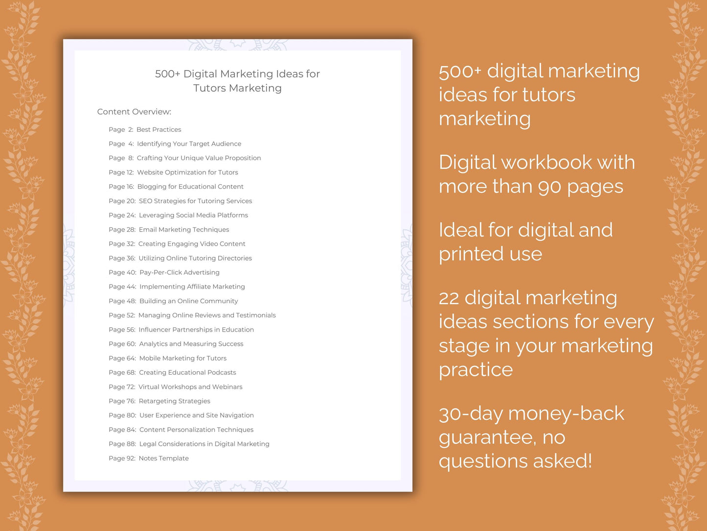 Tutors Marketing Worksheets