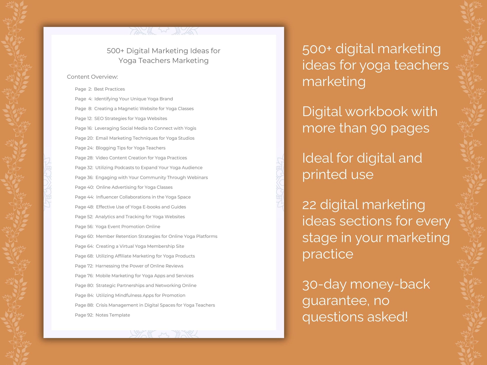 Yoga Teachers Marketing Worksheets