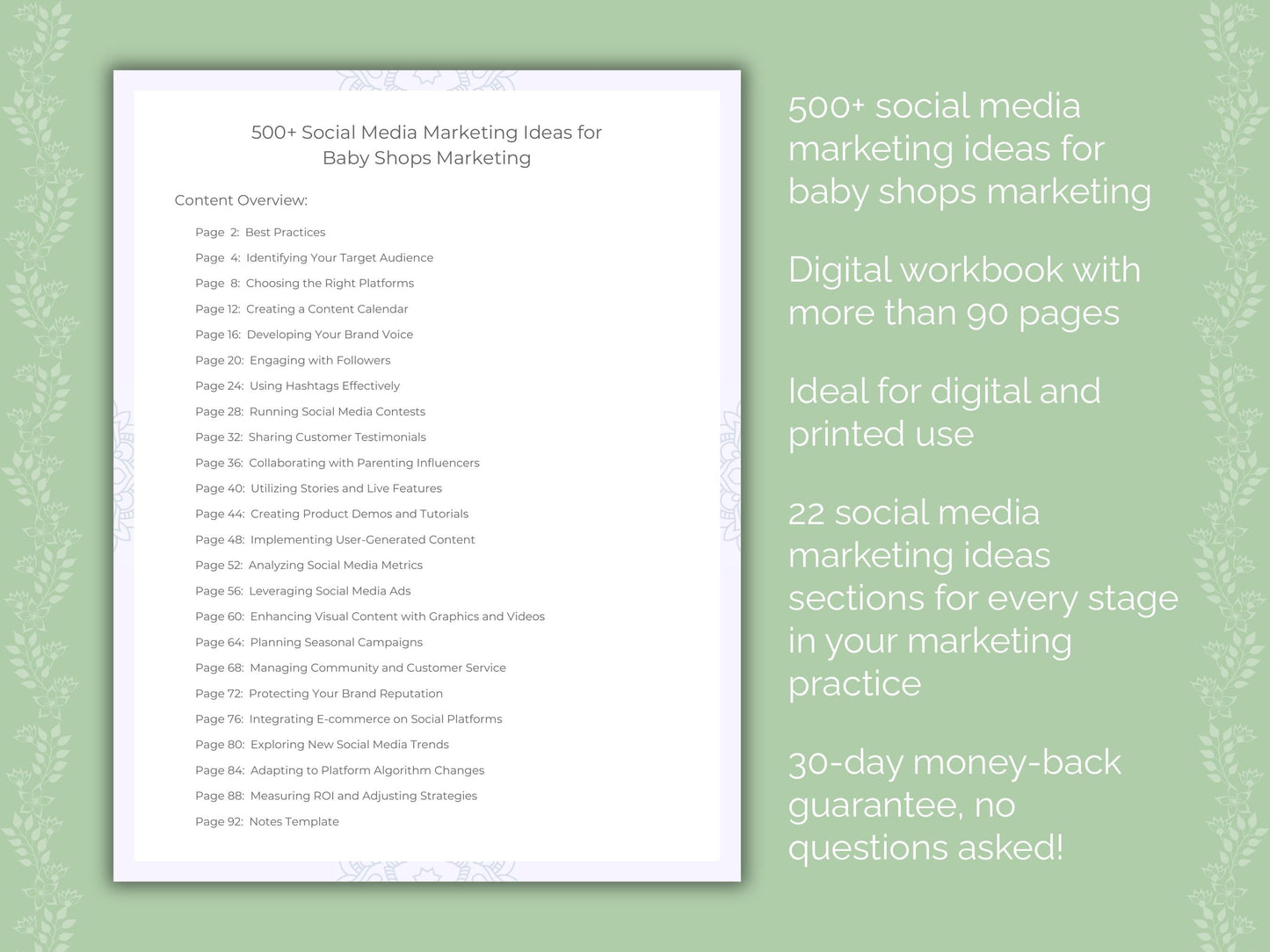 Baby Shops Marketing Worksheets