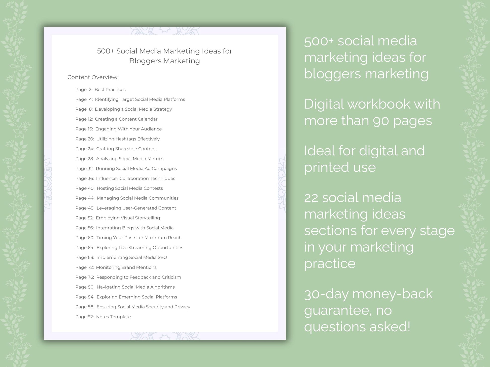 Bloggers Marketing Worksheets