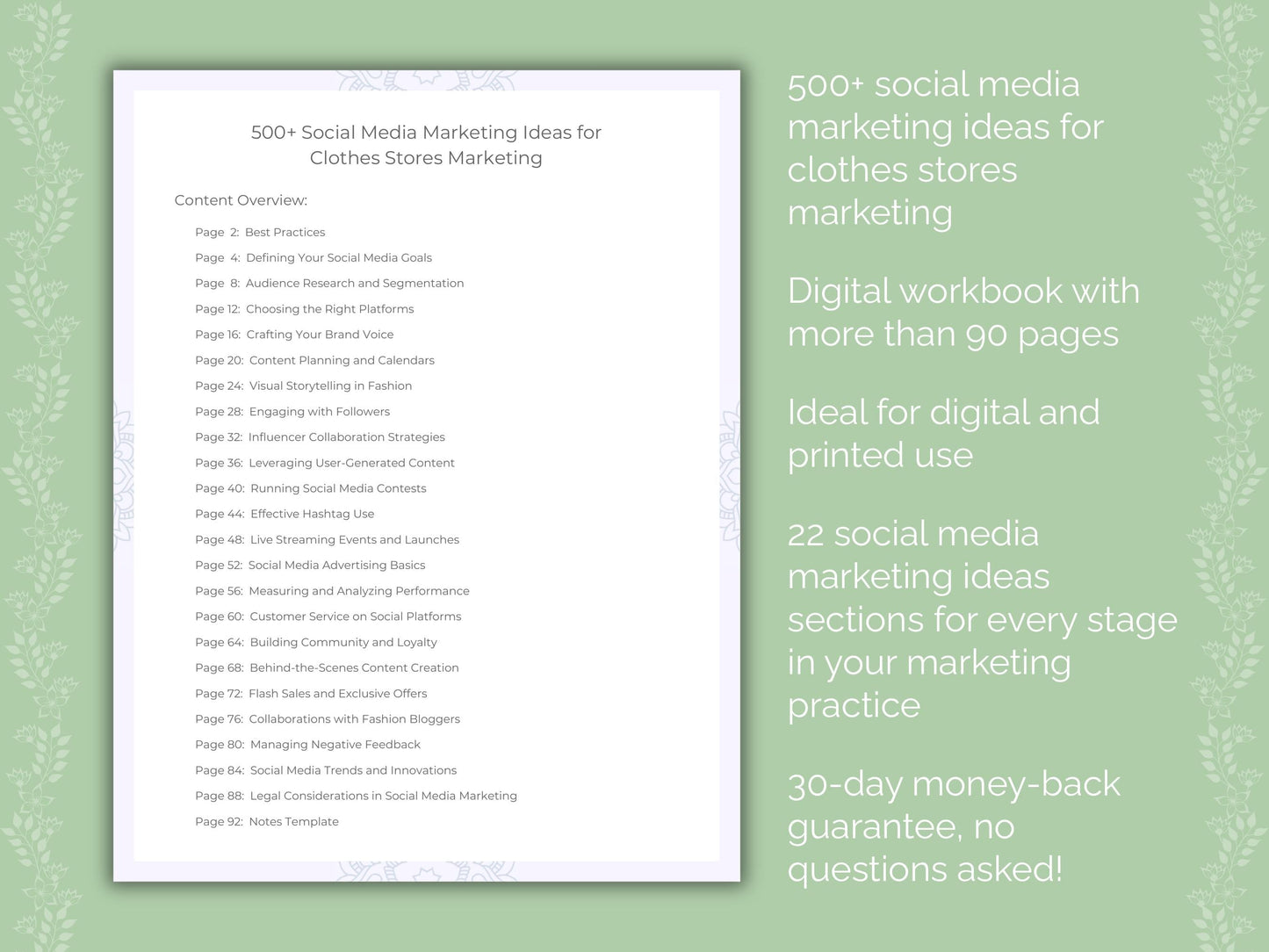 Clothes Stores Marketing Worksheets