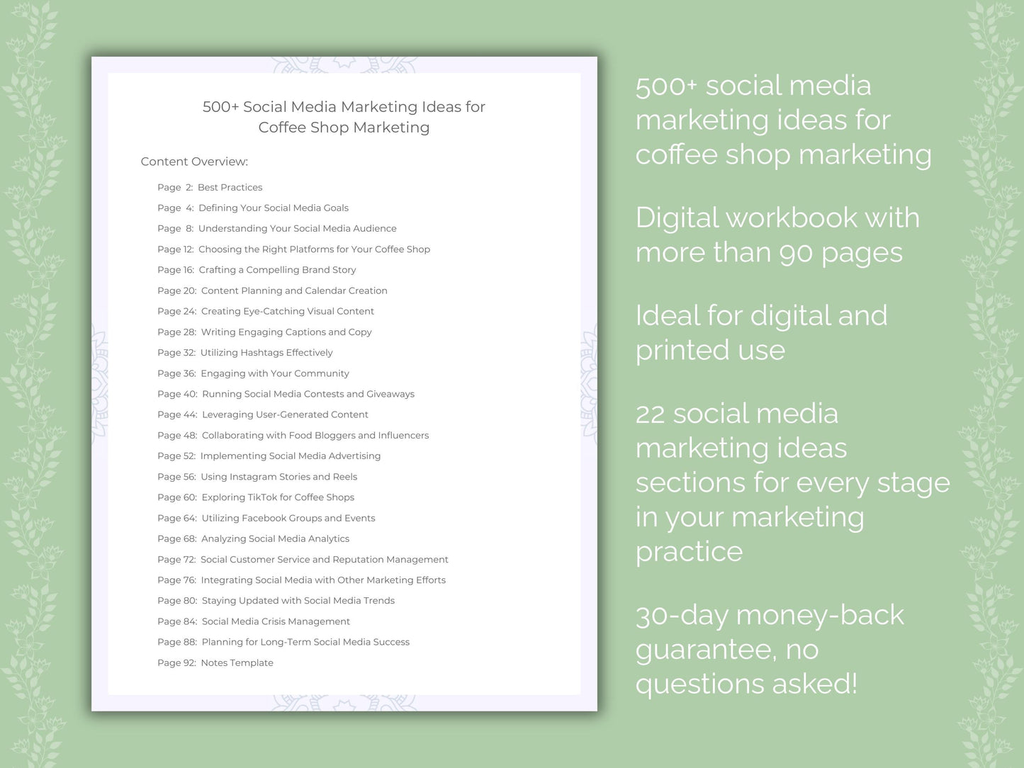 Coffee Shop Marketing Worksheets