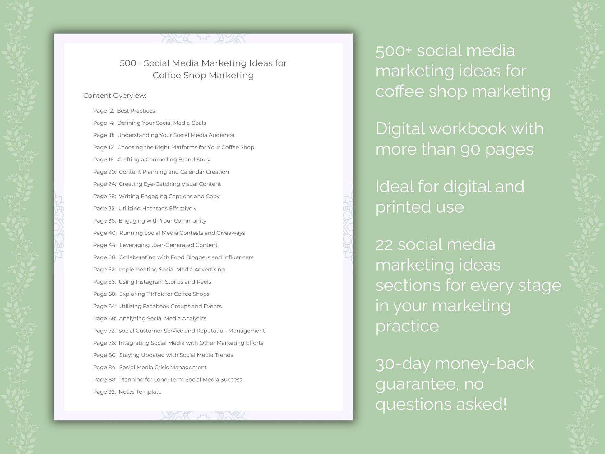 Coffee Shop Marketing Worksheets