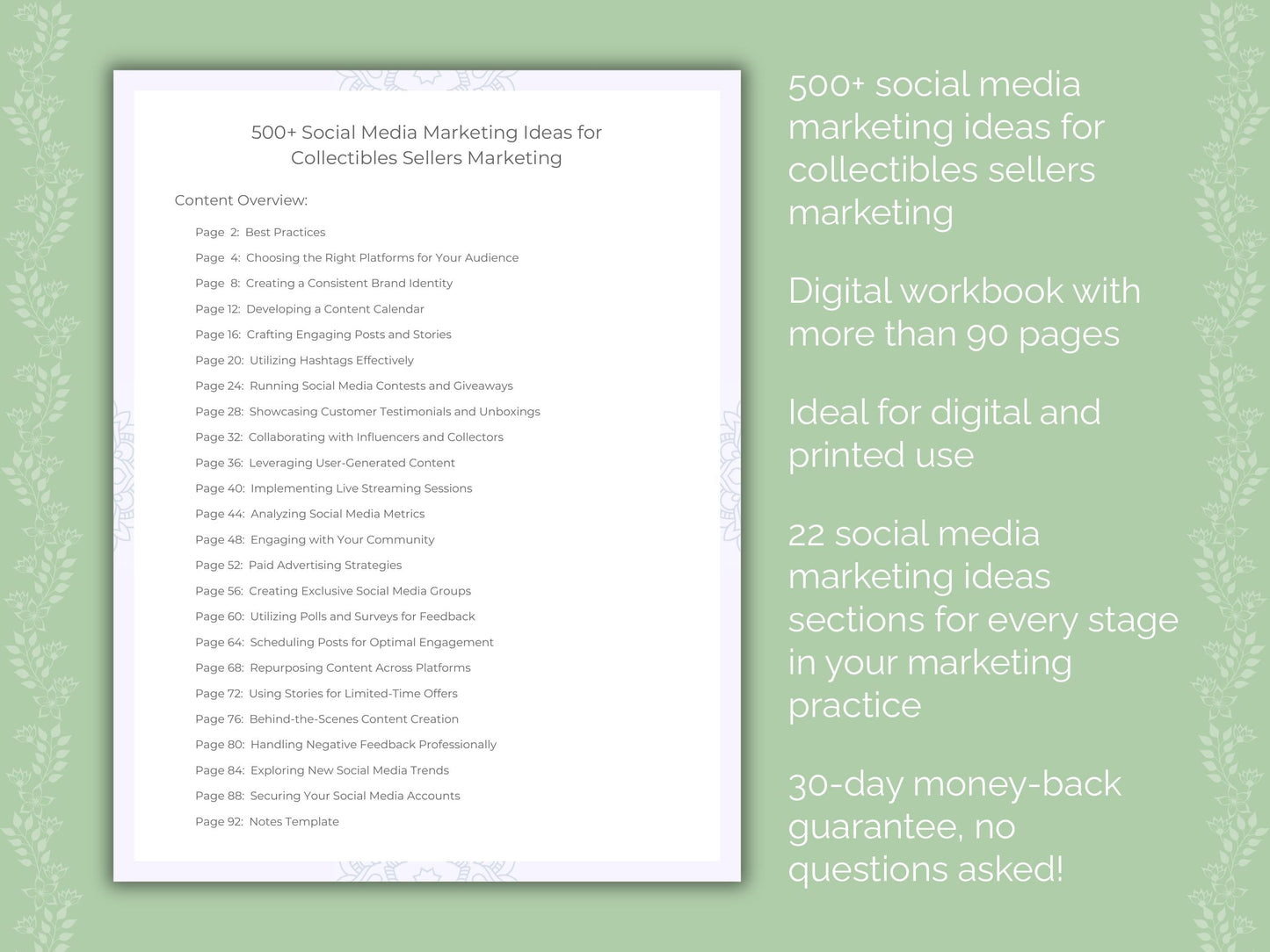 Collectibles Sellers Marketing Worksheets