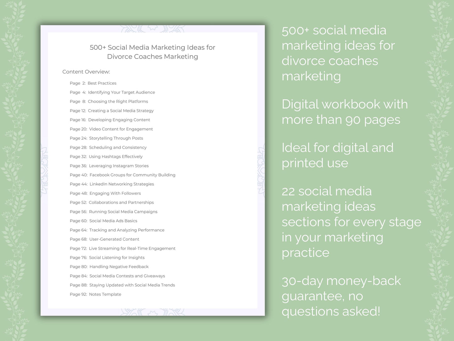 Divorce Coaches Marketing Worksheets