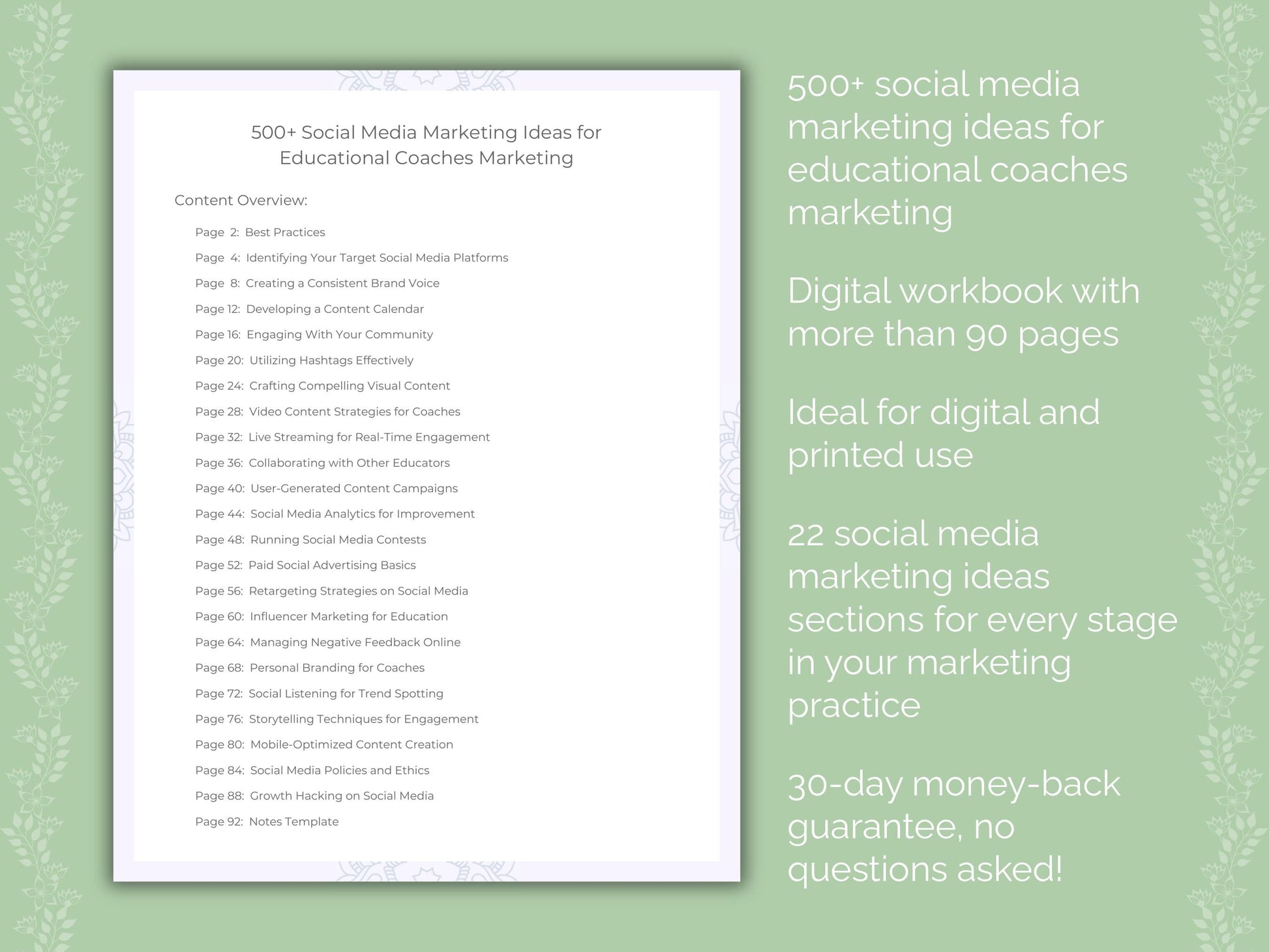 Educational Coaches Marketing Worksheets