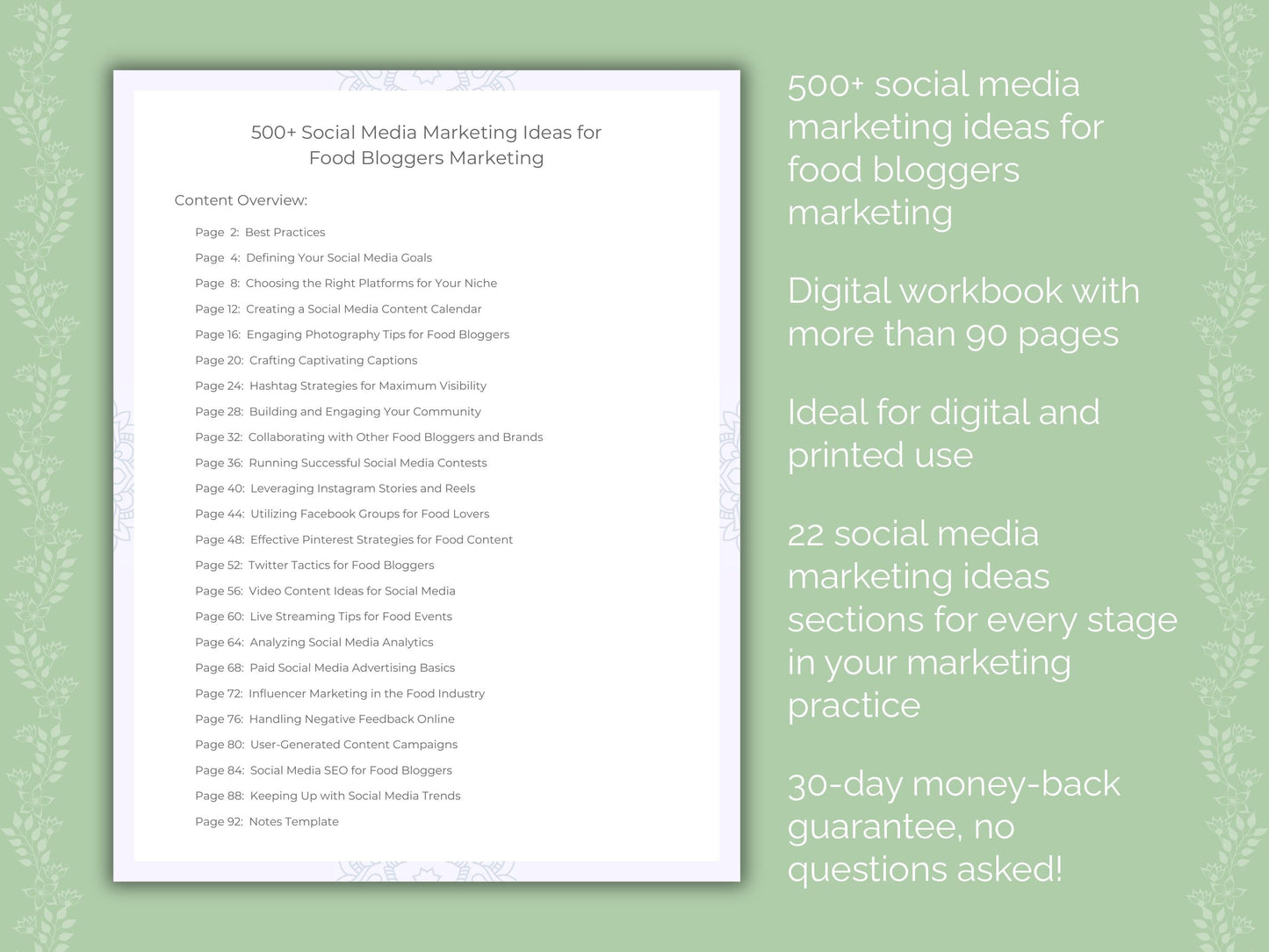 Food Bloggers Marketing Worksheets