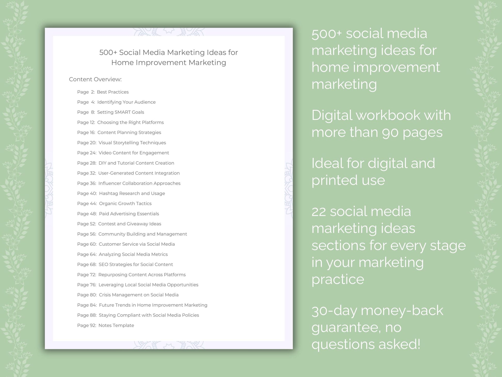 Home Improvement Marketing Worksheets