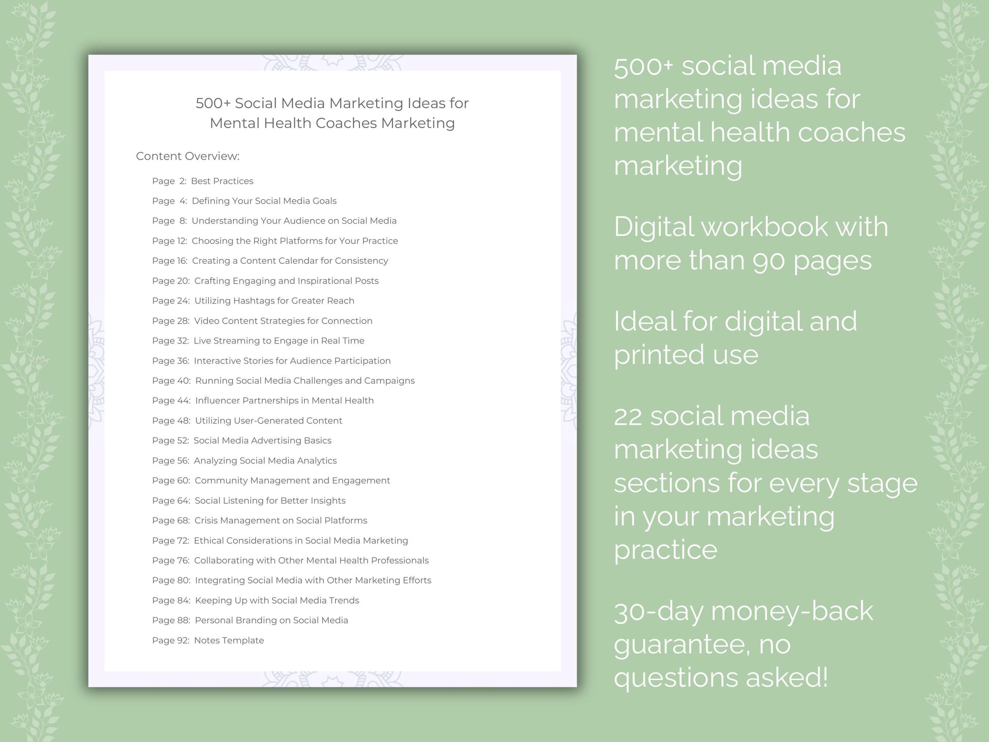 Mental Health Coaches Marketing Worksheets