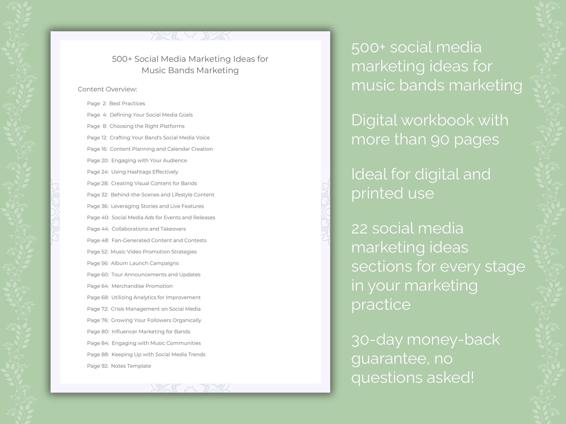 Music Bands Marketing Worksheets