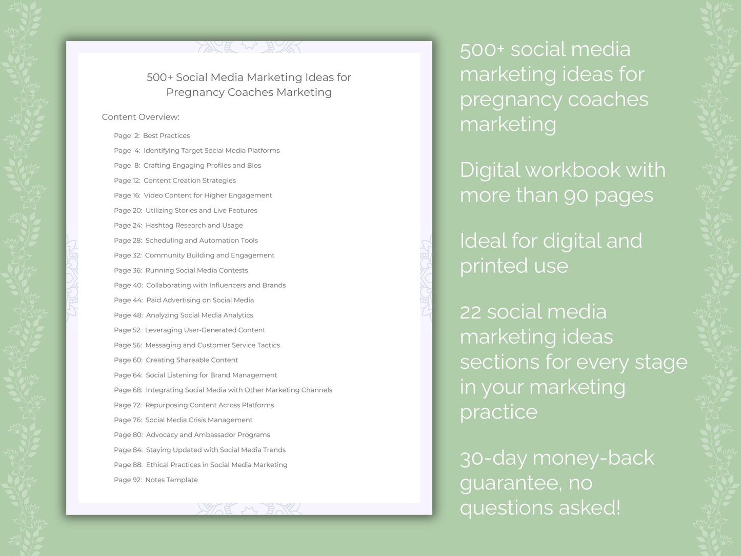 Pregnancy Coaches Marketing Worksheets