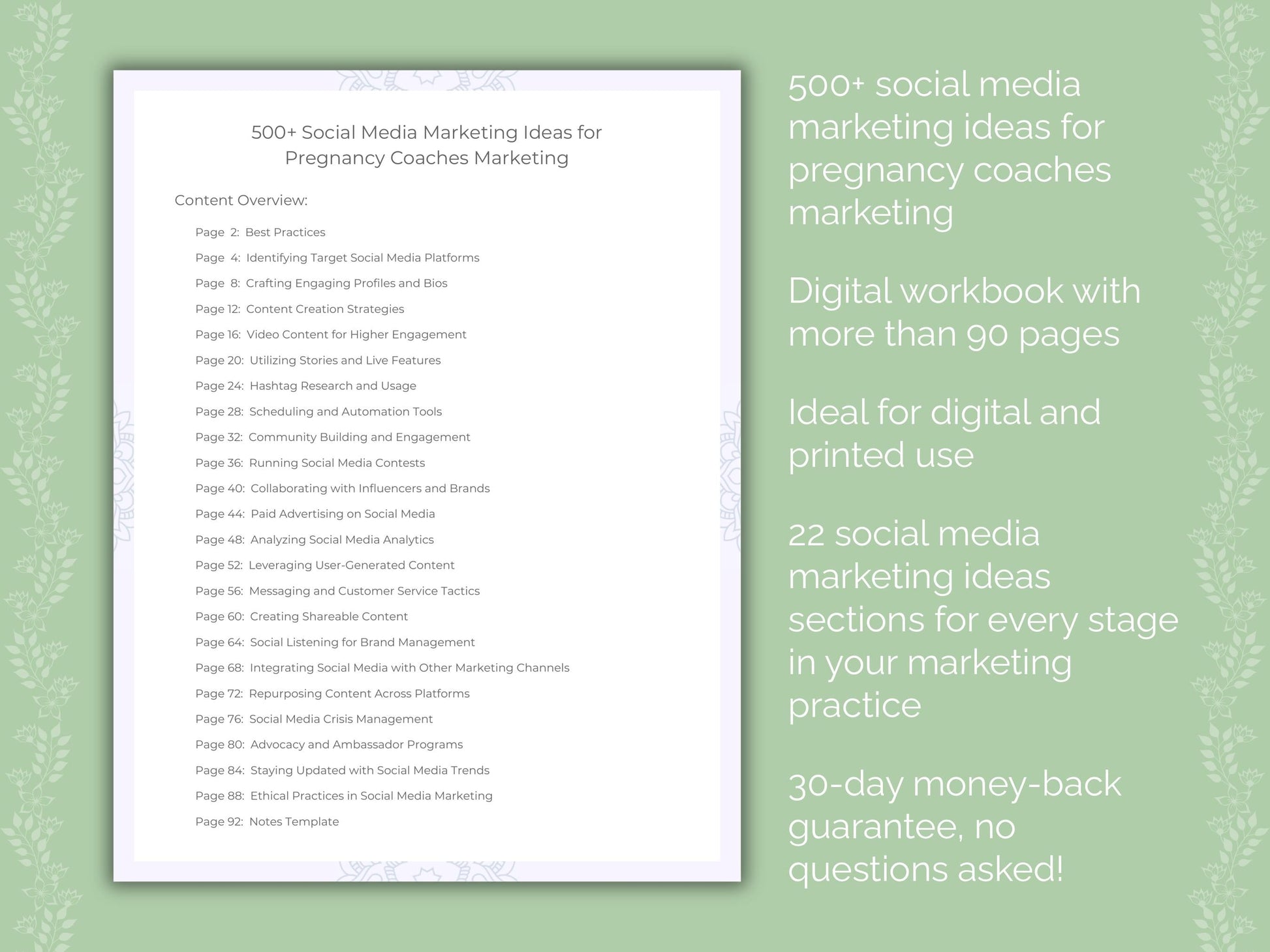 Pregnancy Coaches Marketing Worksheets