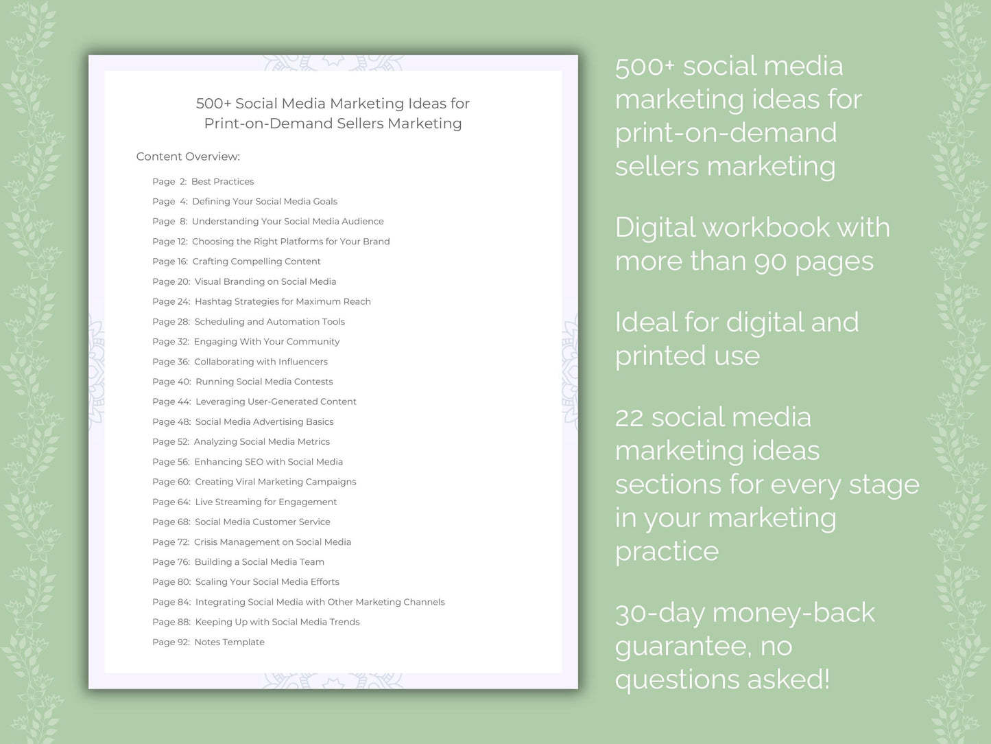 Print-on-Demand Sellers Marketing Worksheets