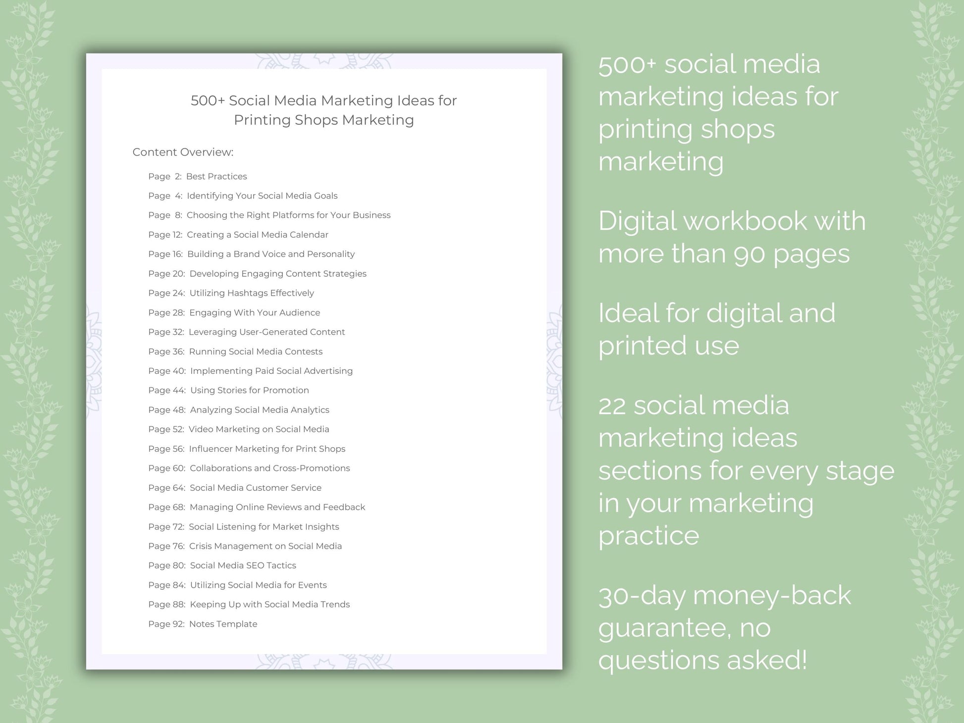 Printing Shops Marketing Worksheets