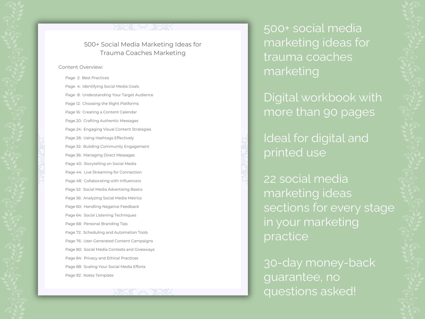 Trauma Coaches Marketing Worksheets