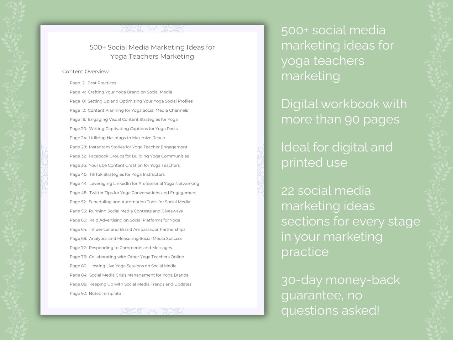 Yoga Teachers Marketing Worksheets