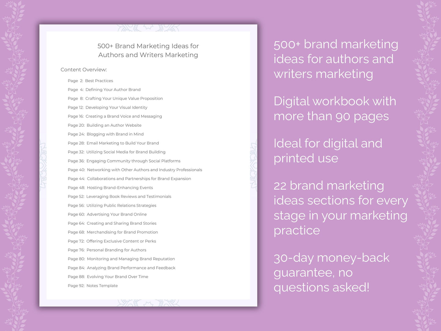 Authors and Writers Marketing Worksheets