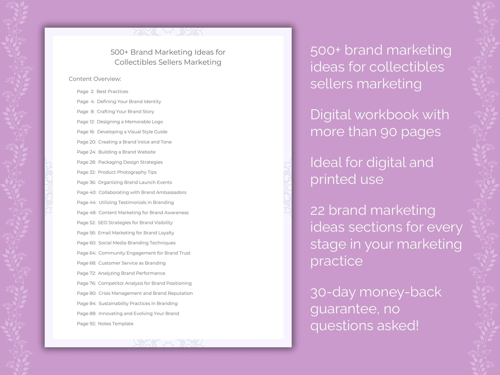 Collectibles Sellers Marketing Worksheets