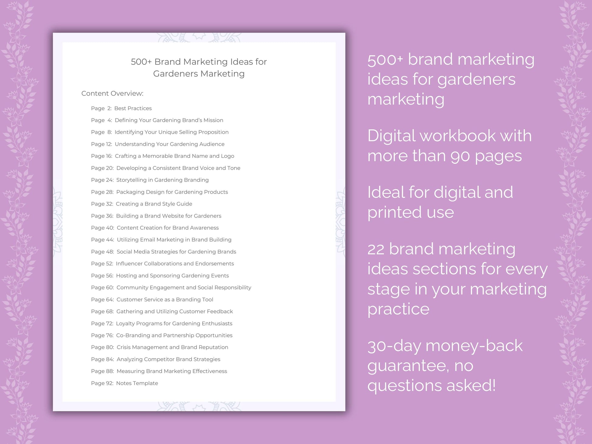 Gardeners Marketing Worksheets