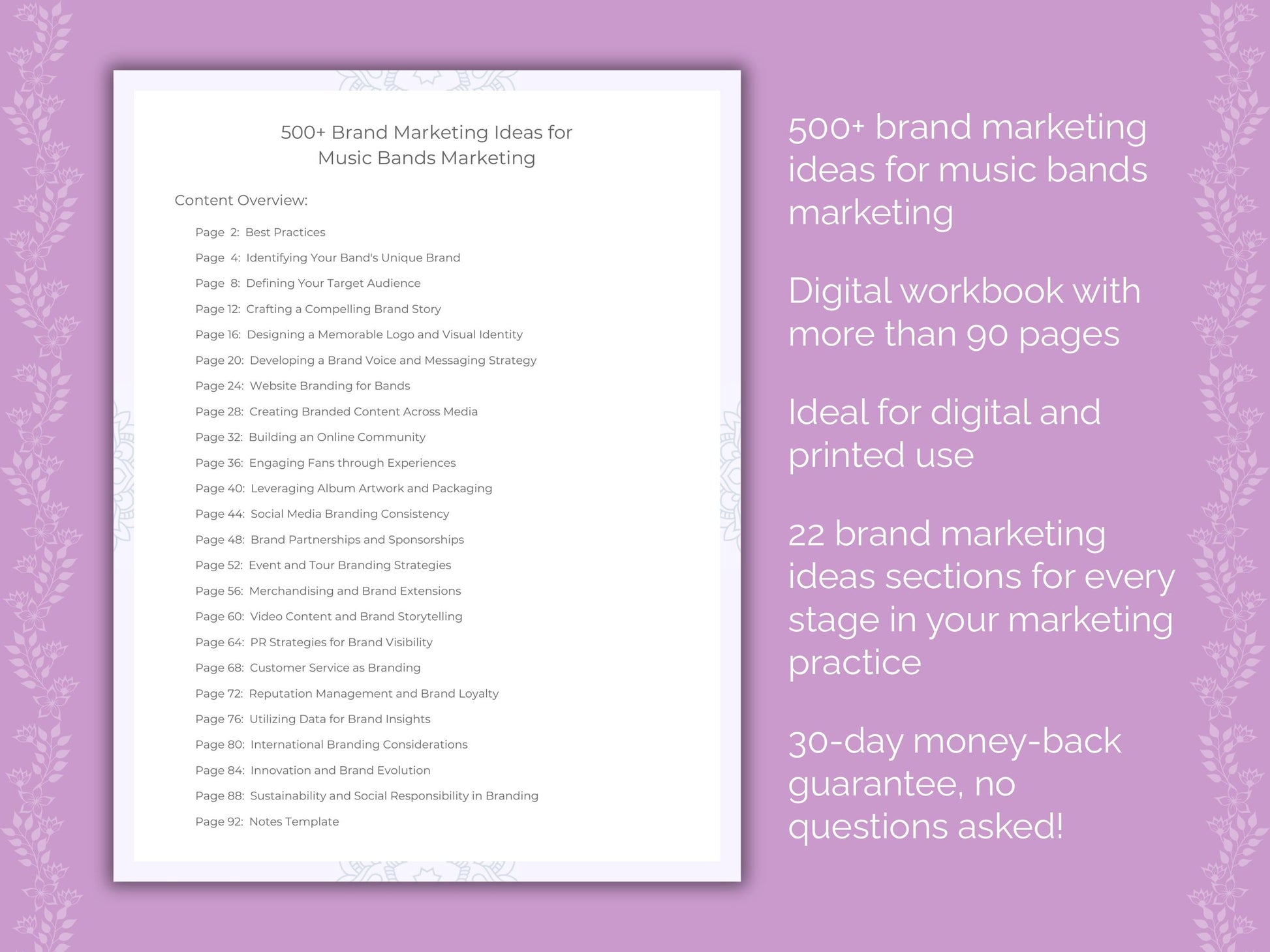 Music Bands Marketing Worksheets