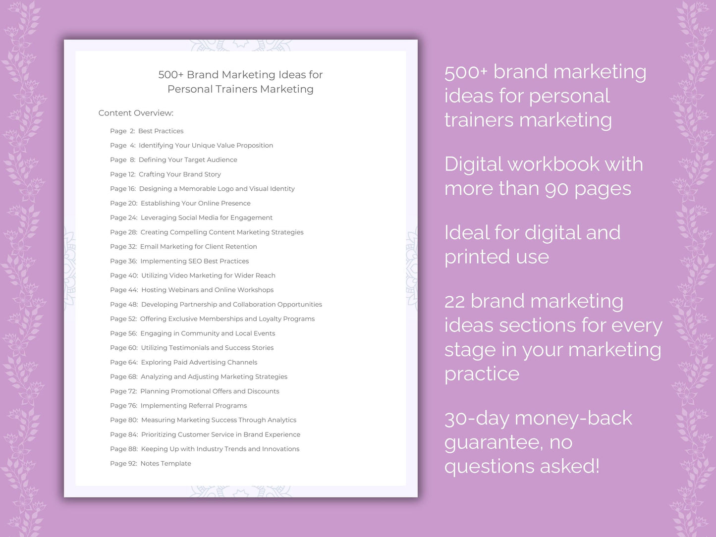 Personal Trainers Marketing Worksheets