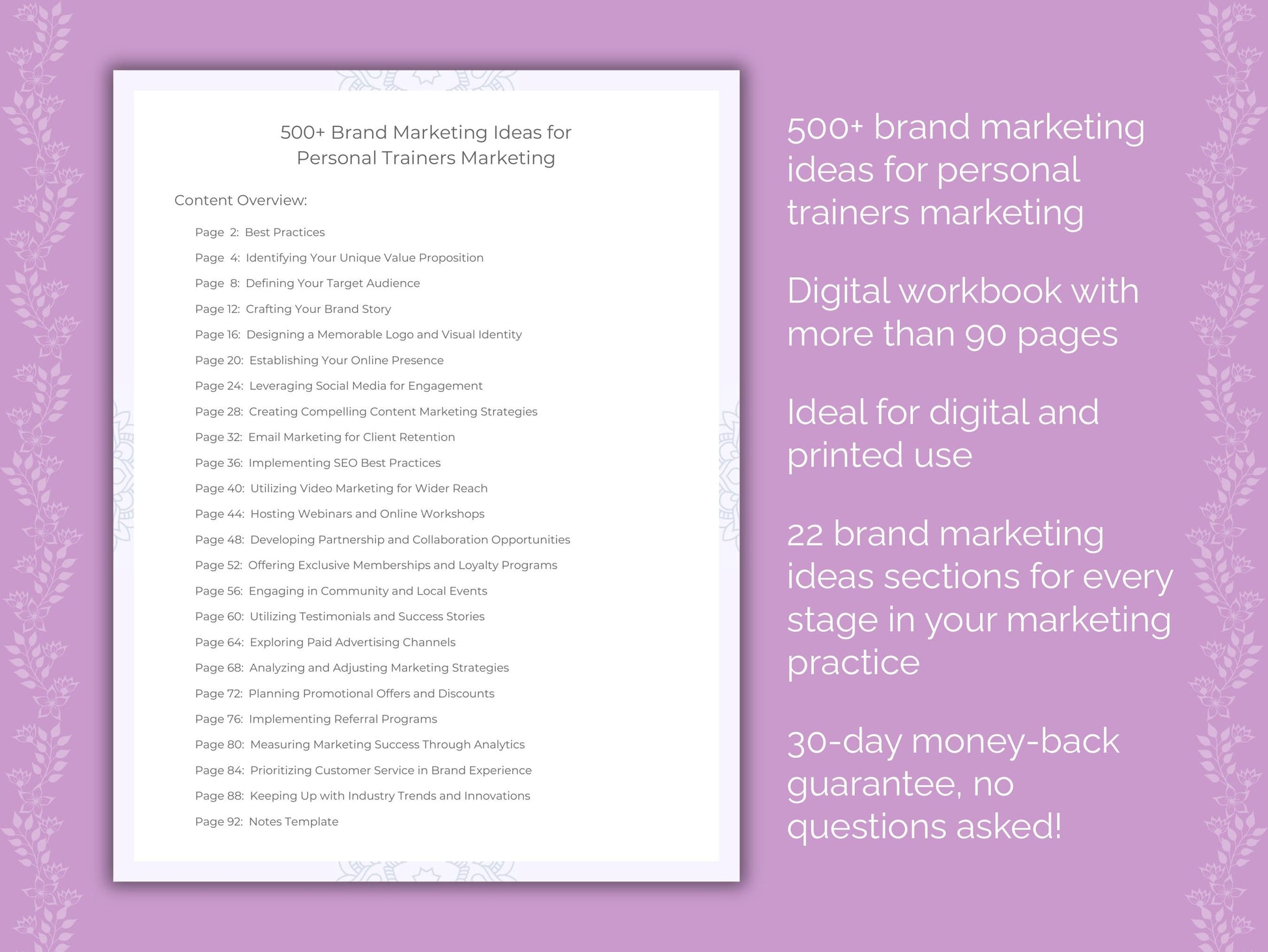 Personal Trainers Marketing Worksheets