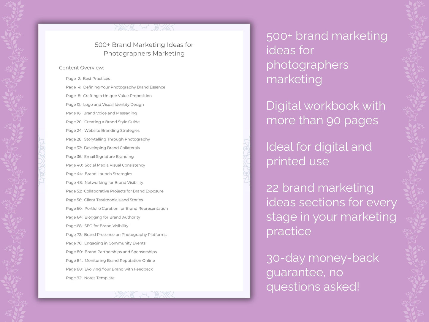 Photographers Marketing Worksheets