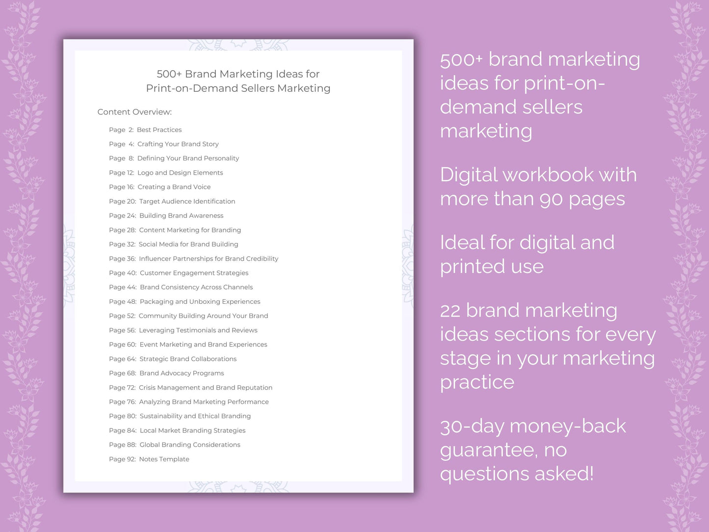 Print-on-Demand Sellers Marketing Worksheets