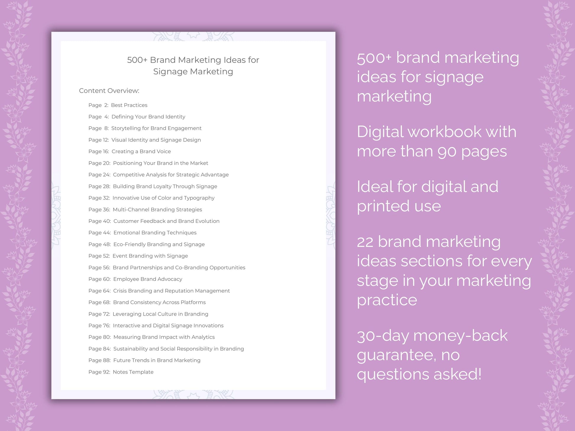 Signage Marketing Worksheets