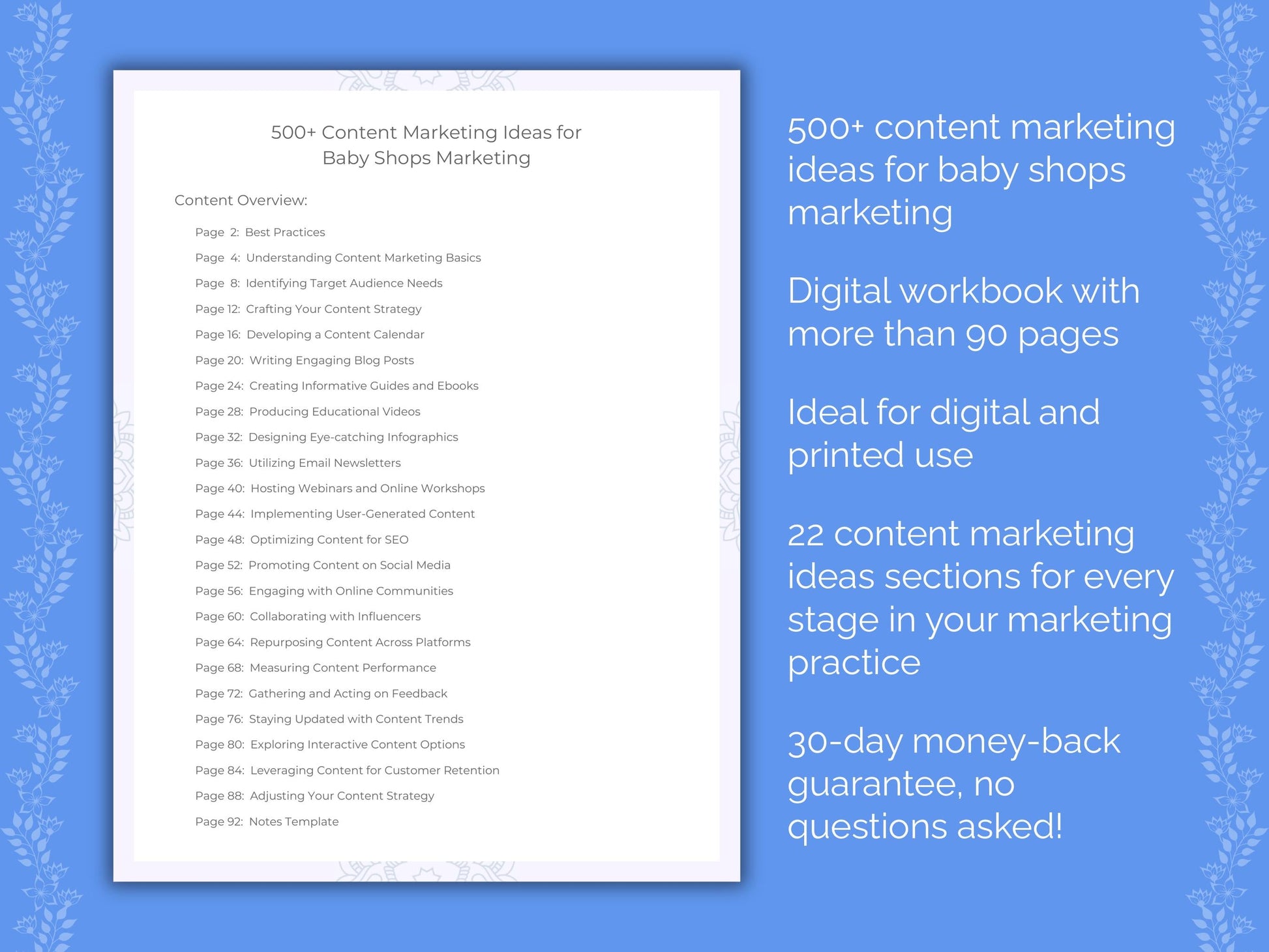 Baby Shops Marketing Worksheets