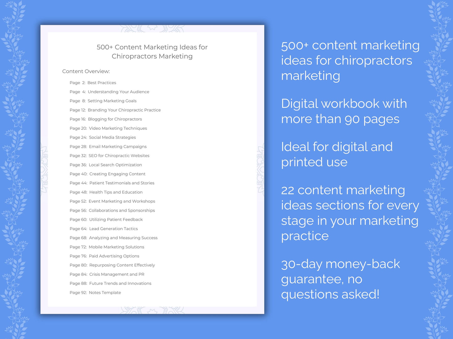 Chiropractors Marketing Worksheets