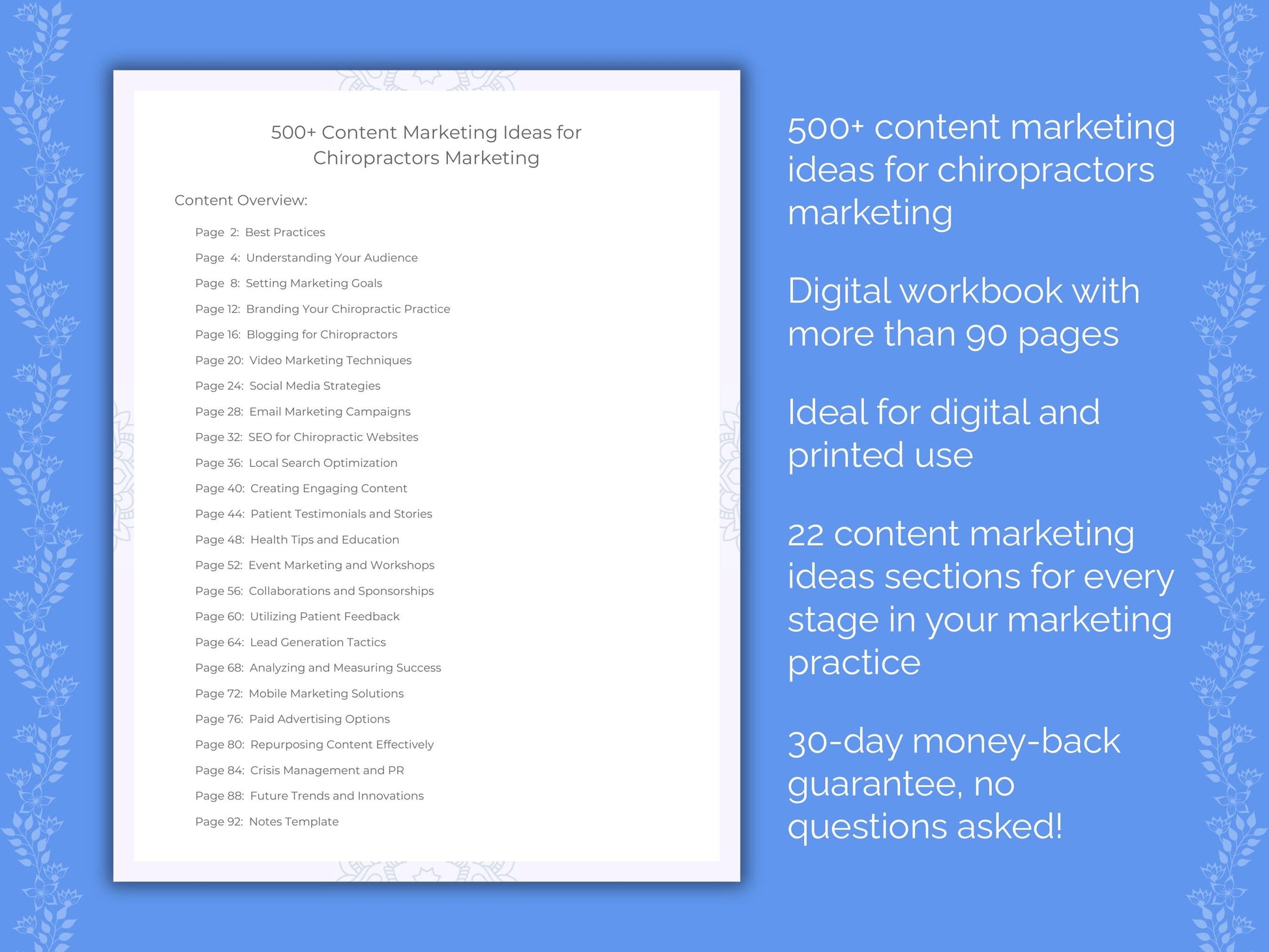 Chiropractors Marketing Worksheets