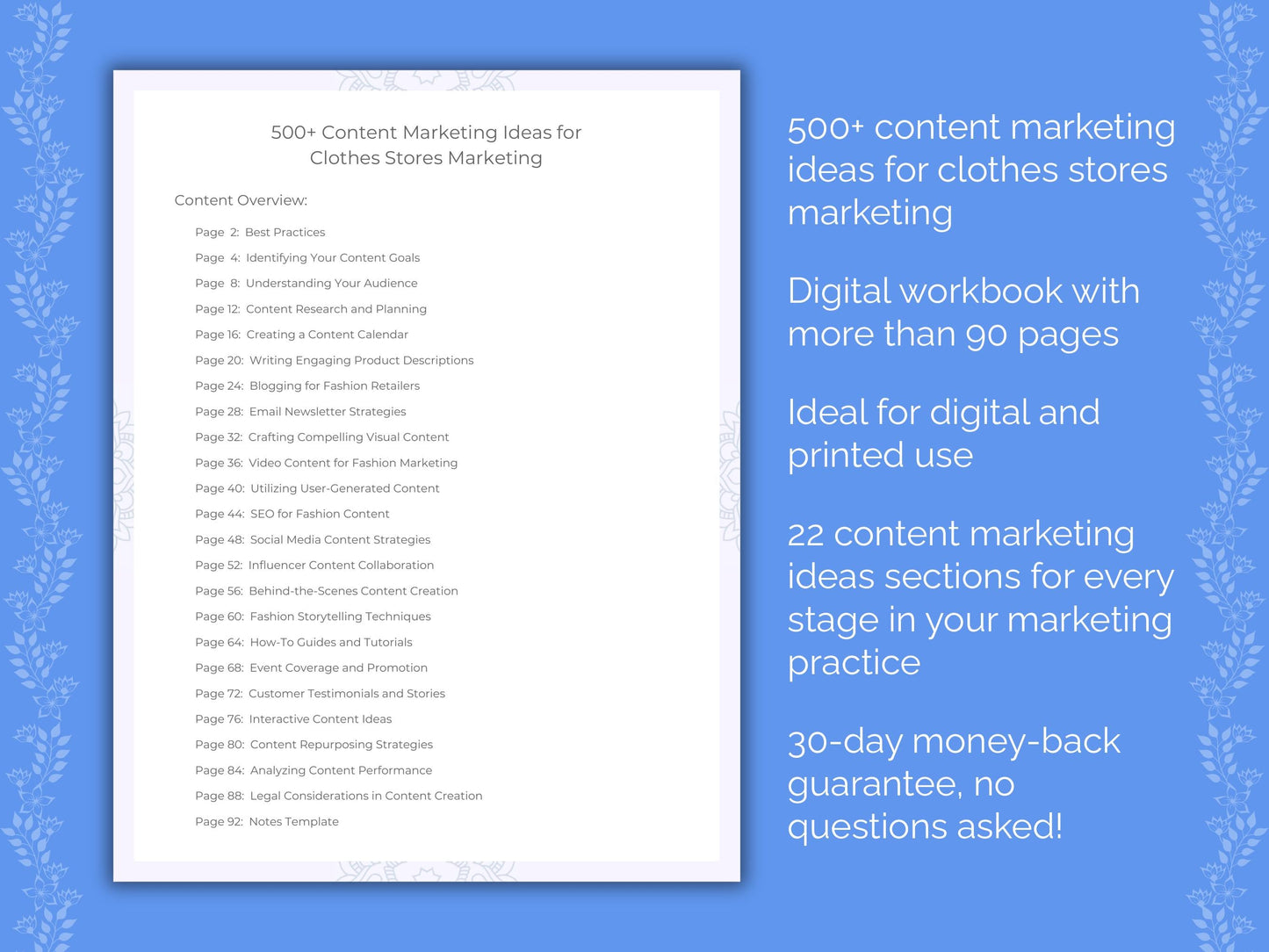 Clothes Stores Marketing Worksheets