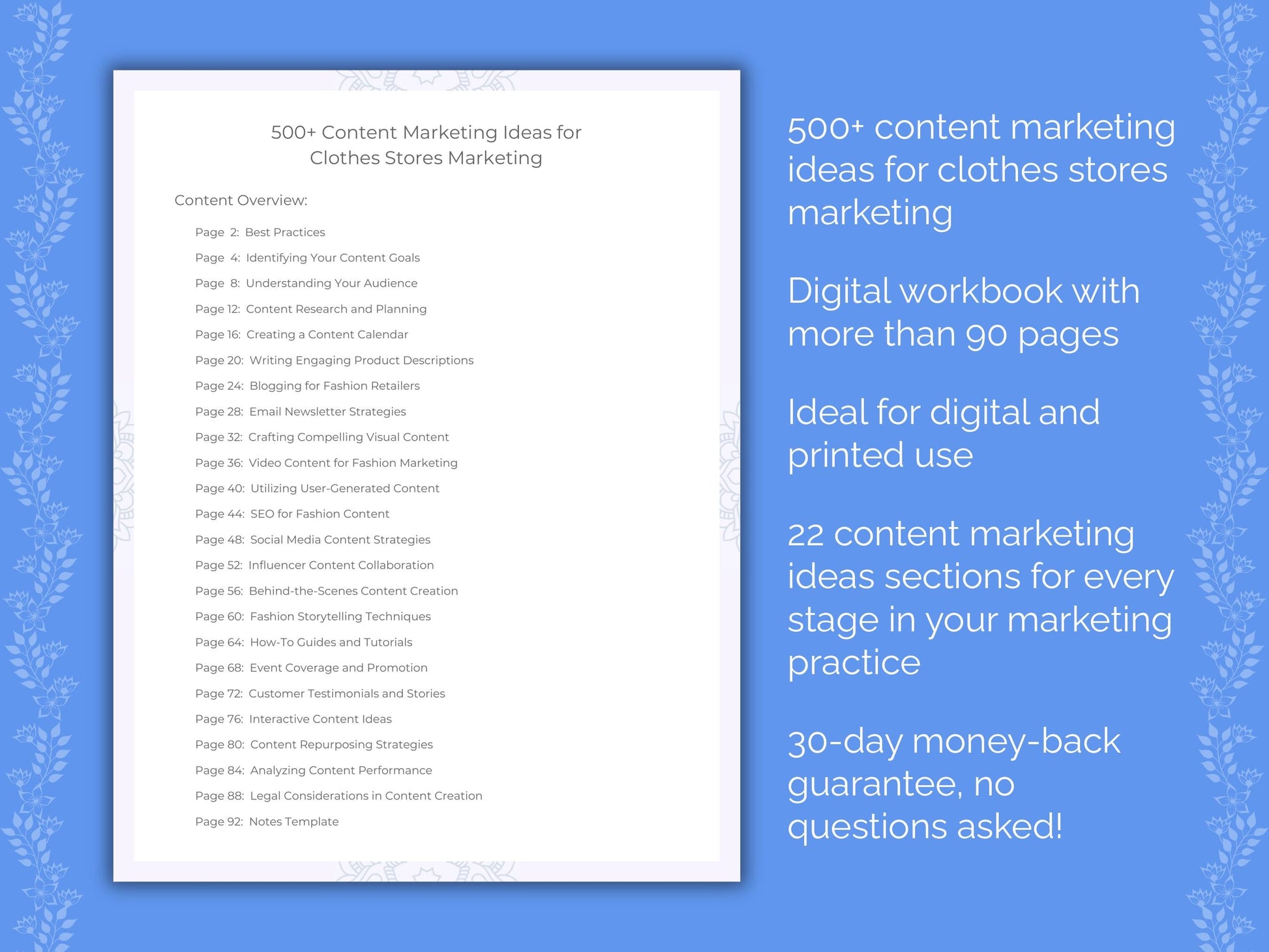 Clothes Stores Marketing Worksheets