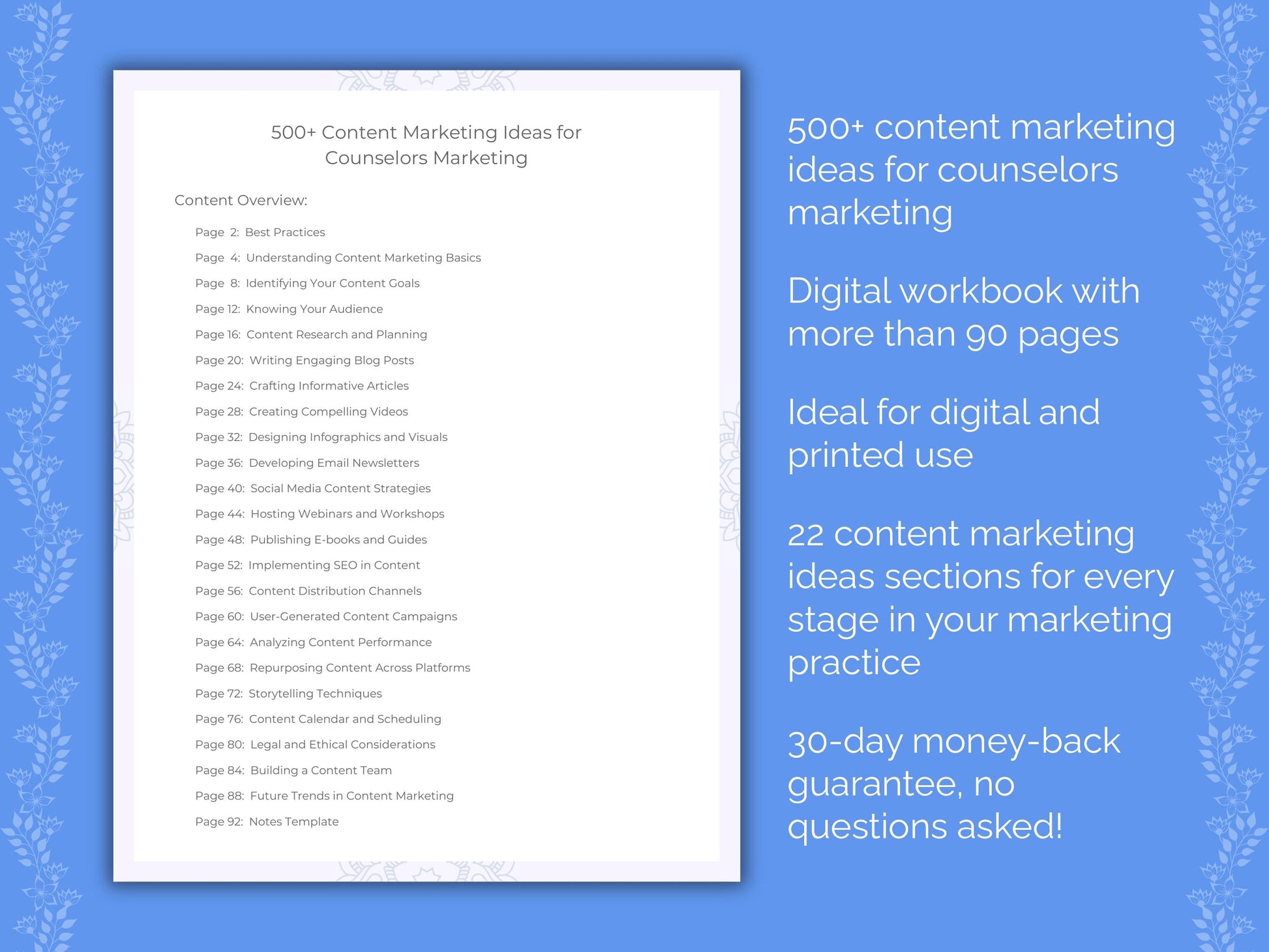 Counselors Marketing Worksheets