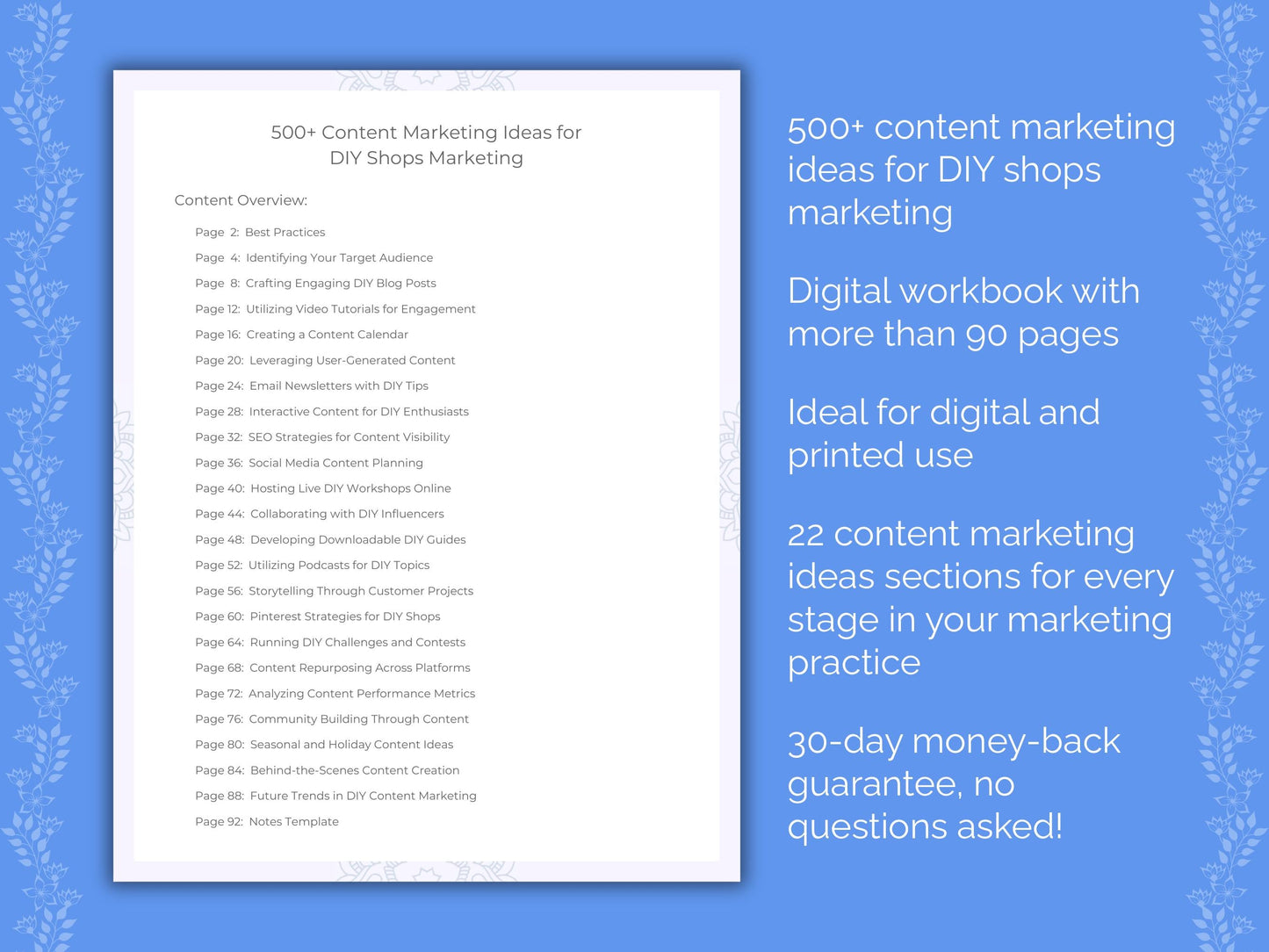 DIY Shops Marketing Worksheets