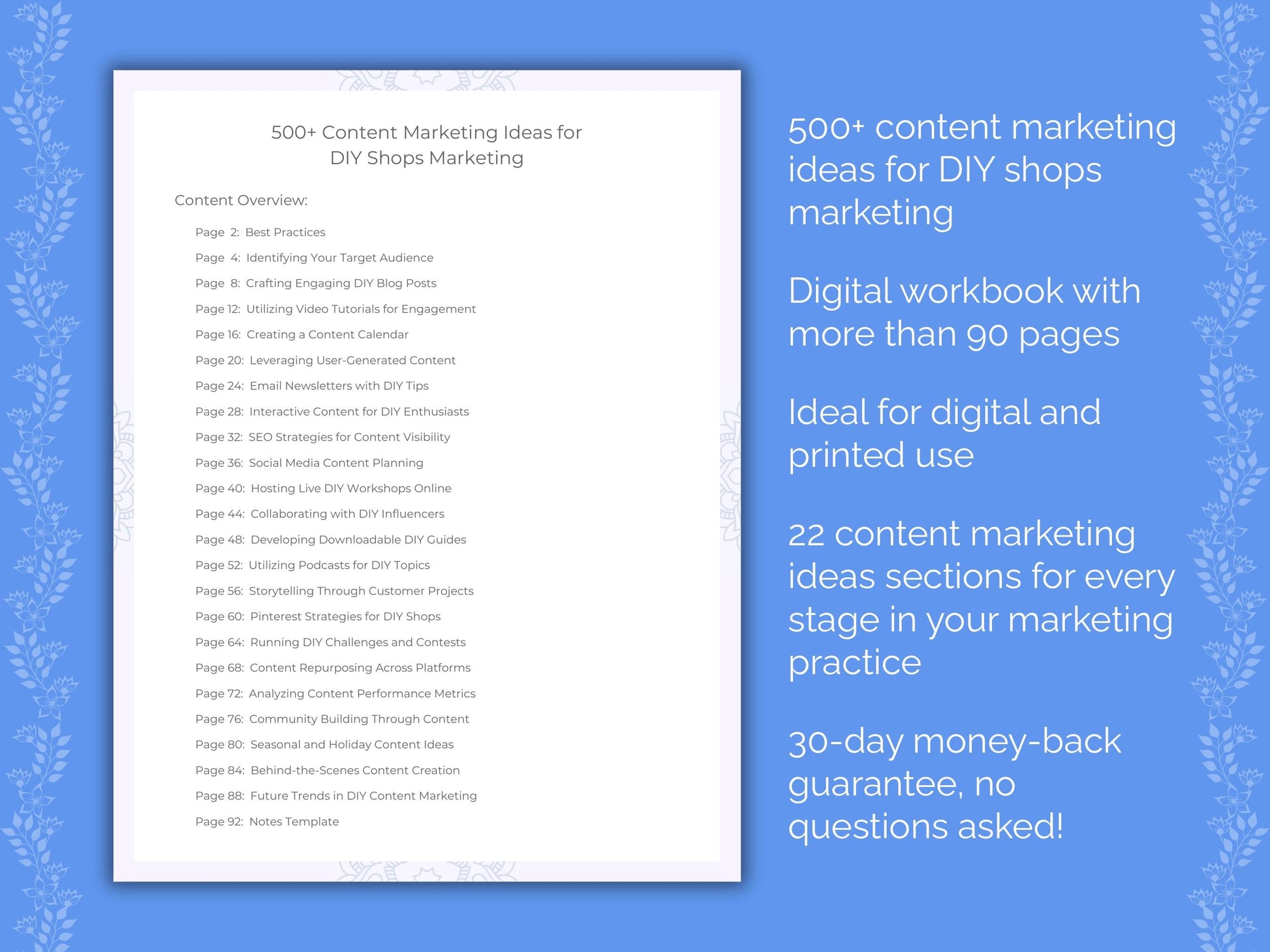 DIY Shops Marketing Worksheets