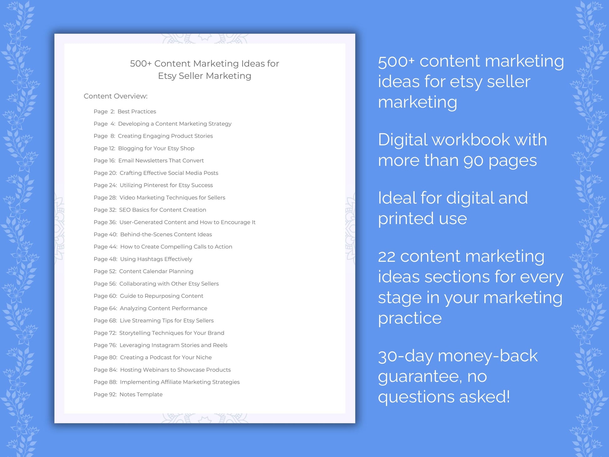 Etsy Seller Marketing Worksheets