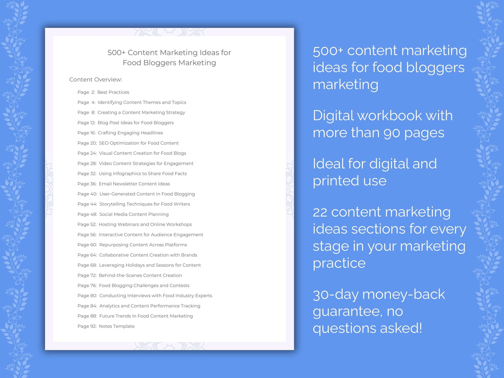 Food Bloggers Marketing Worksheets