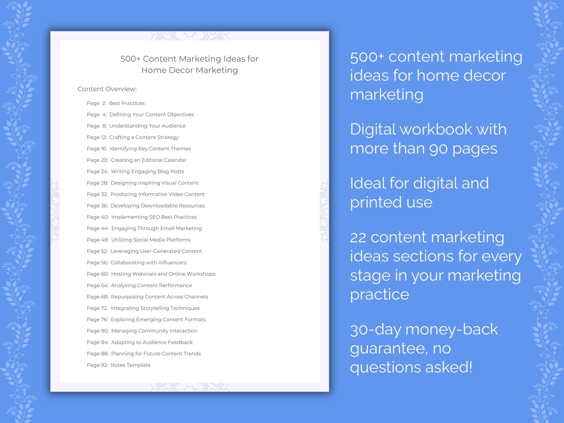 Home Decor Marketing Worksheets