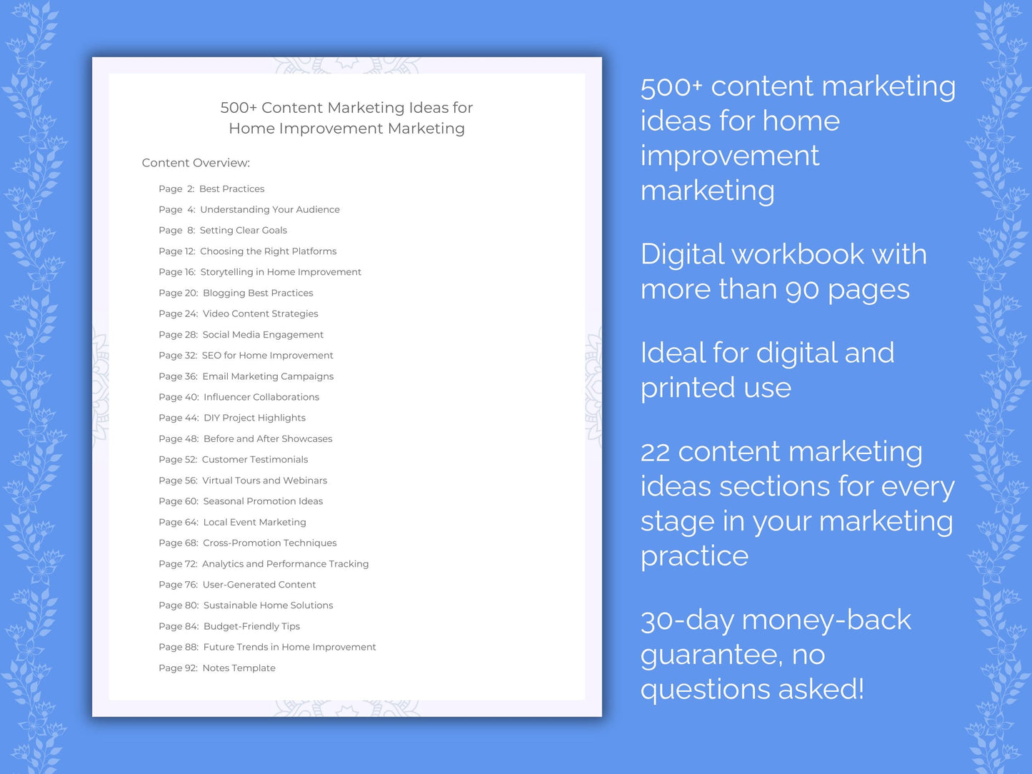 Home Improvement Marketing Worksheets