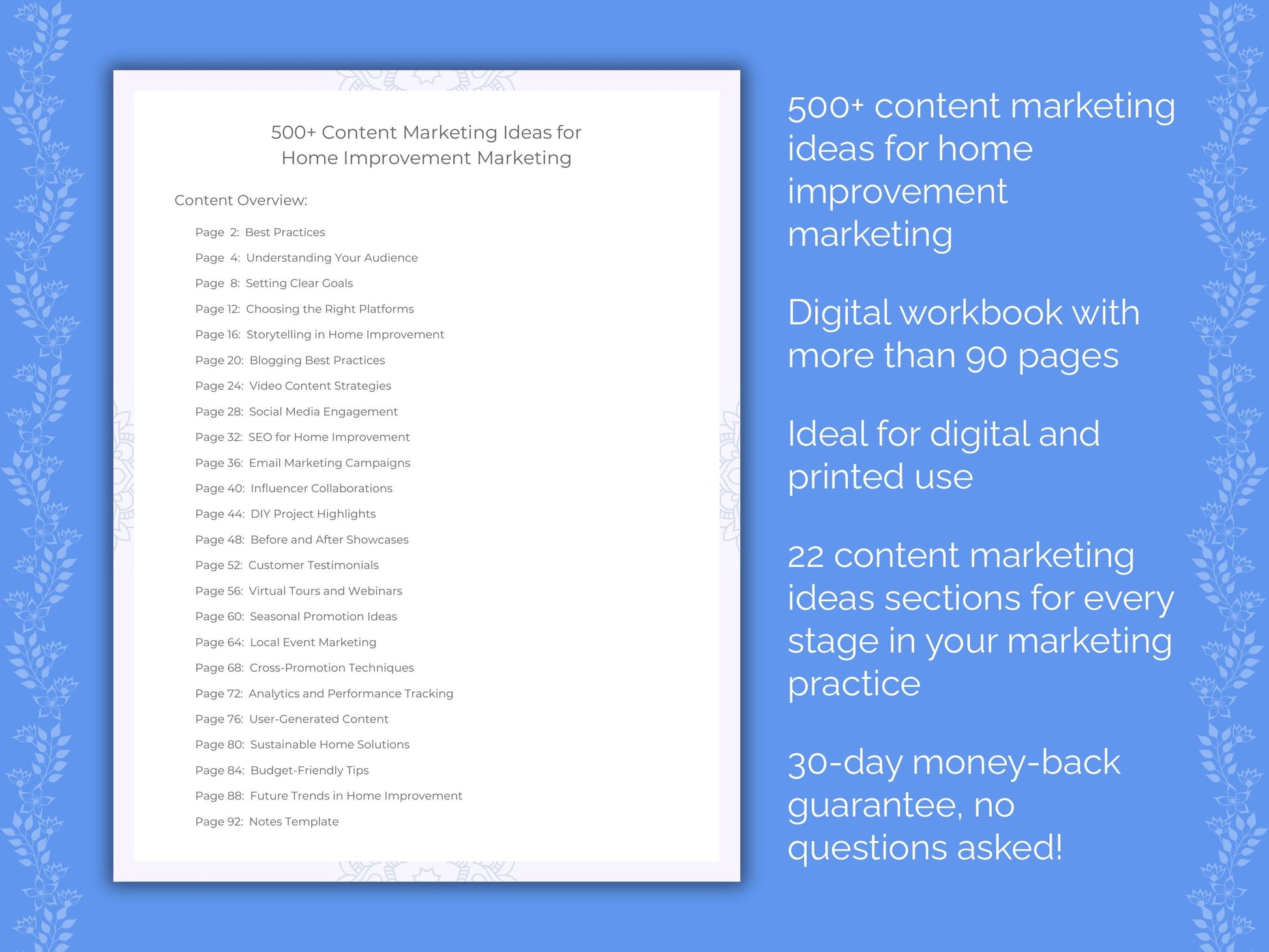 Home Improvement Marketing Worksheets