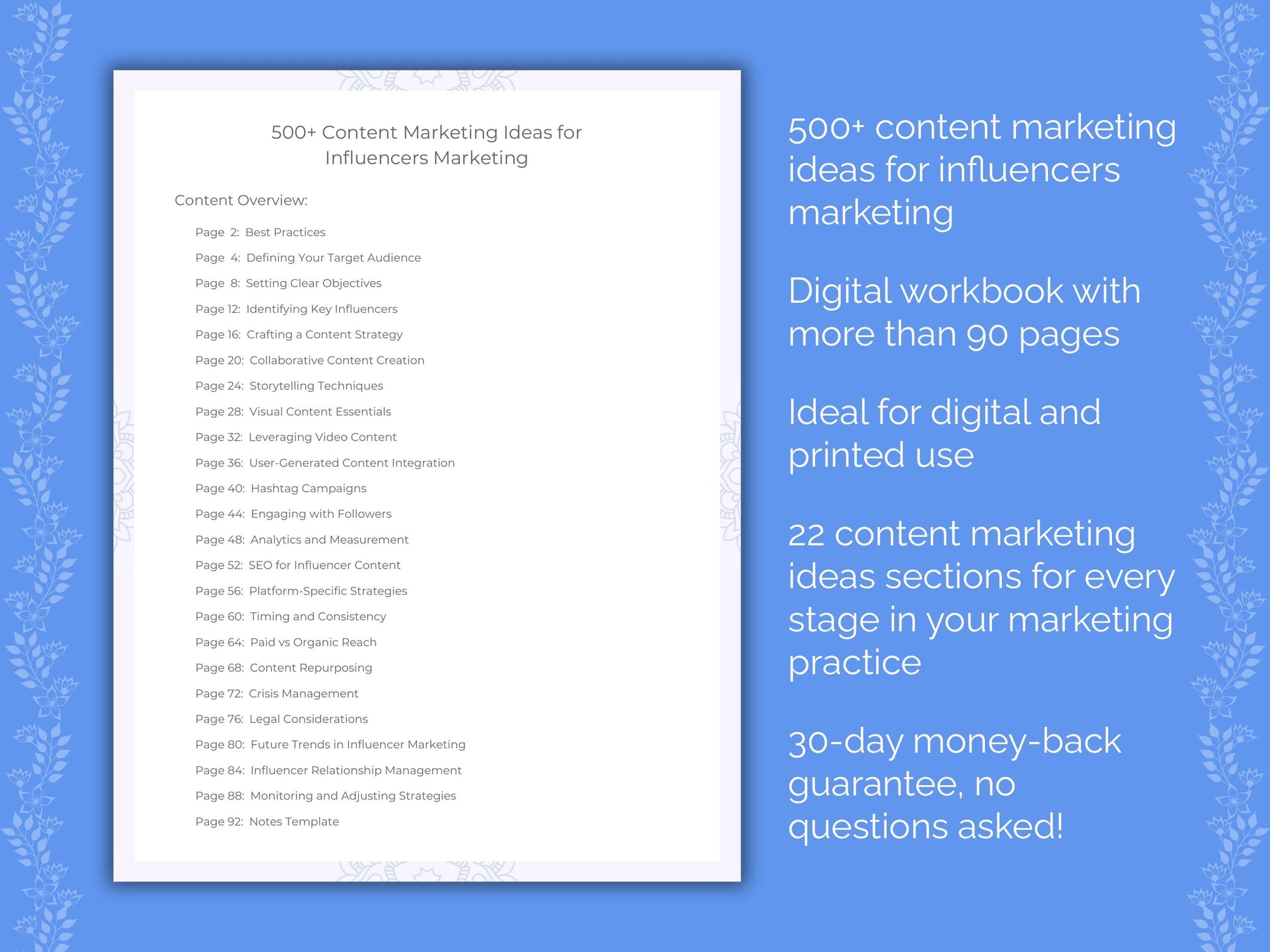 Influencers Marketing Worksheets