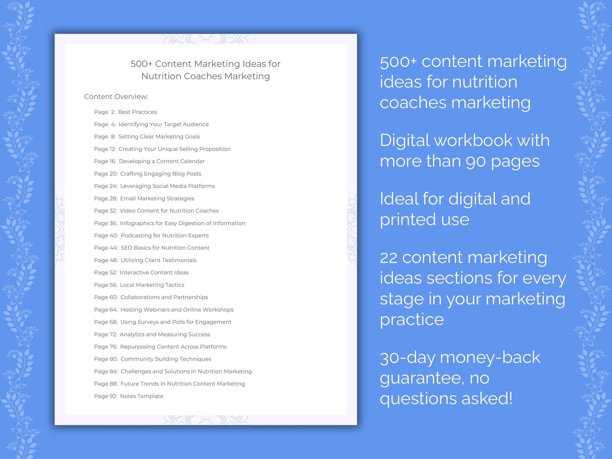 Nutrition Coaches Marketing Worksheets