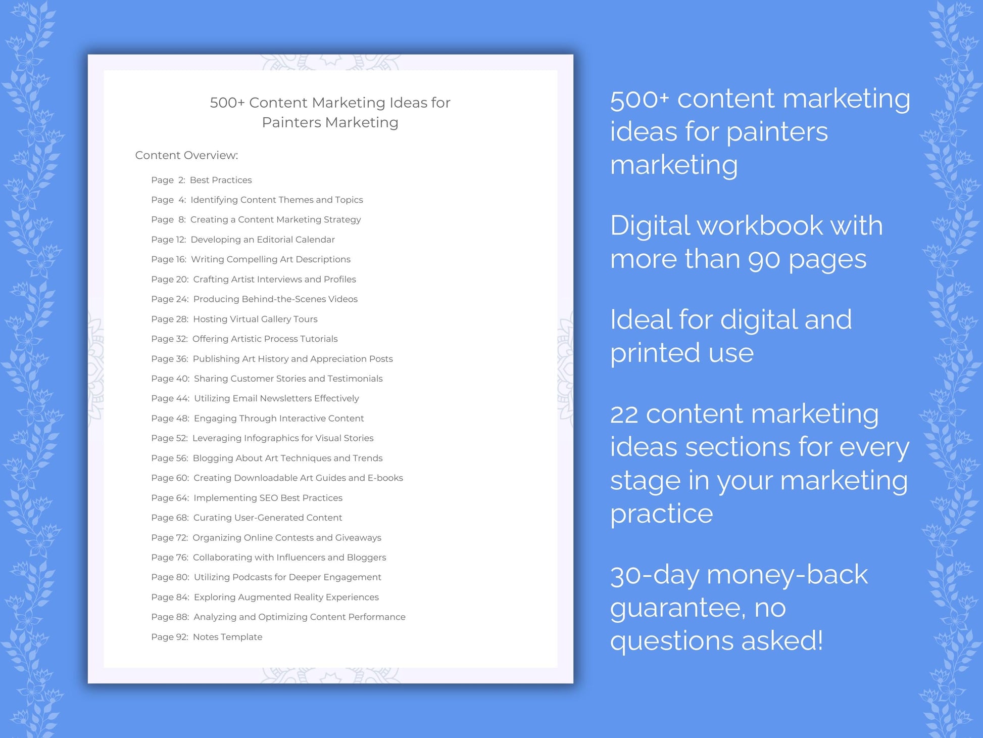 Painters Marketing Worksheets