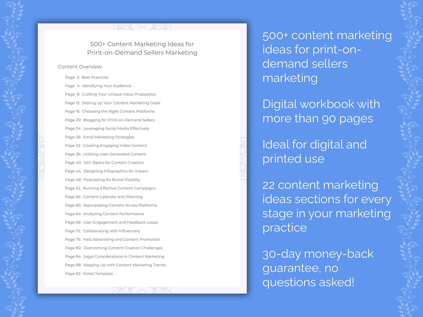 Print-on-Demand Sellers Marketing Worksheets