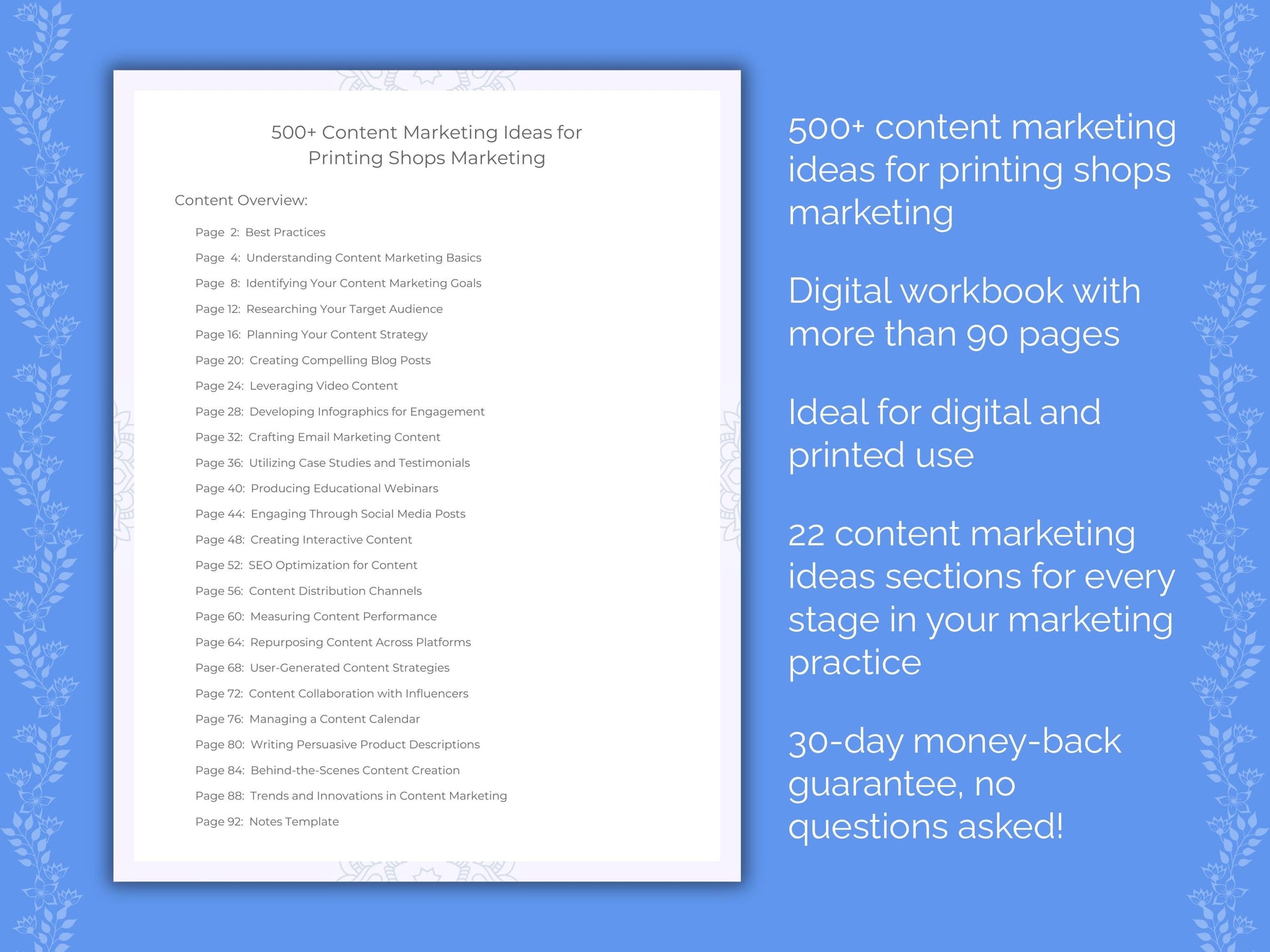 Printing Shops Marketing Worksheets