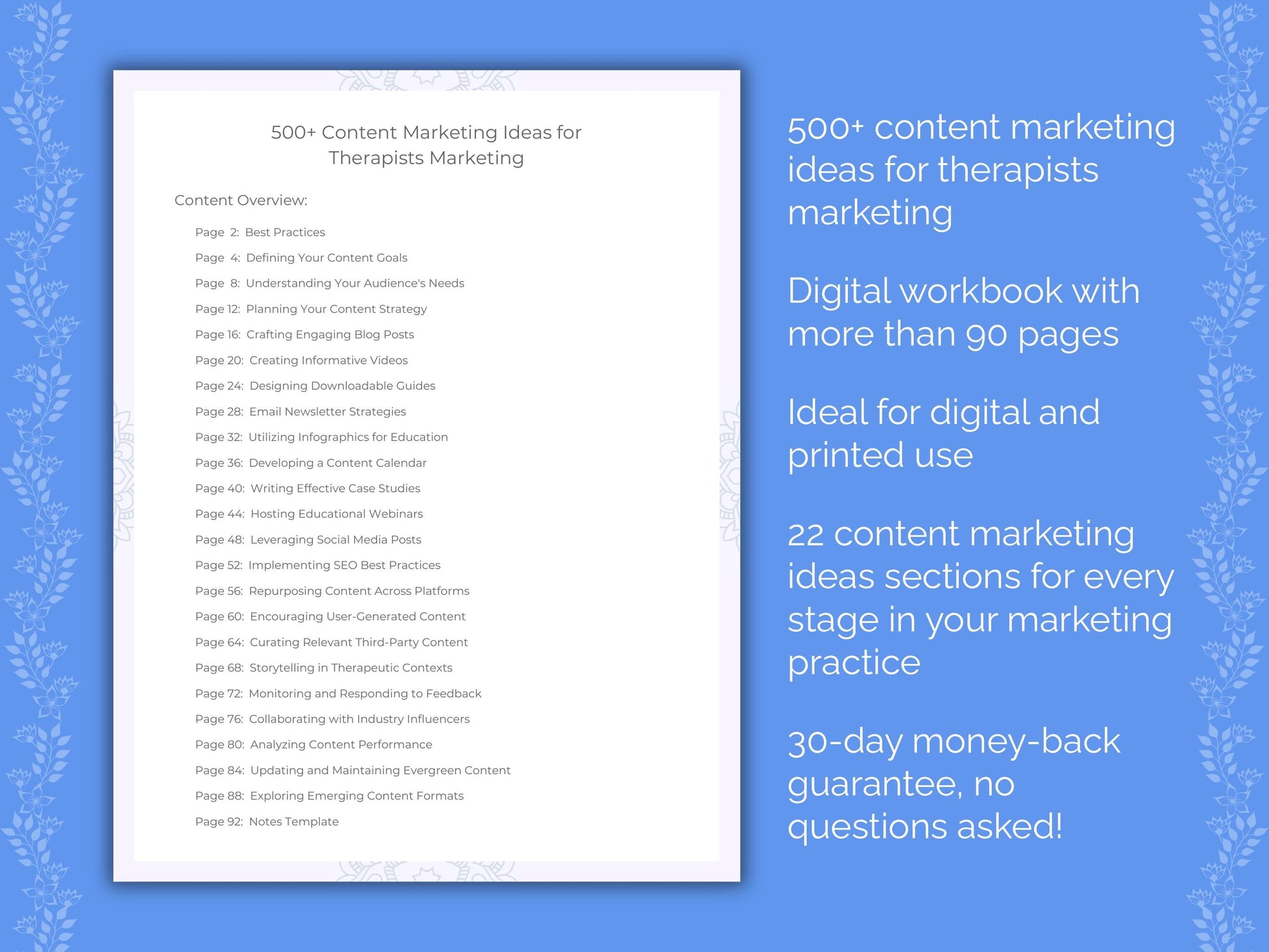 Therapists Marketing Worksheets