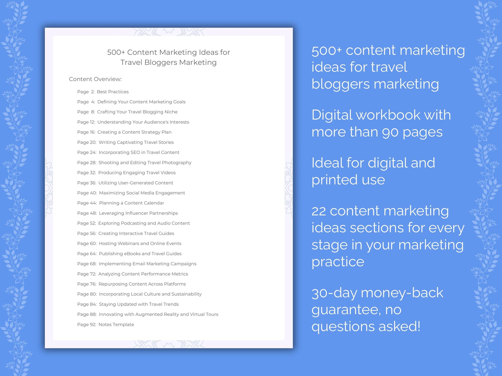 Travel Bloggers Marketing Worksheets