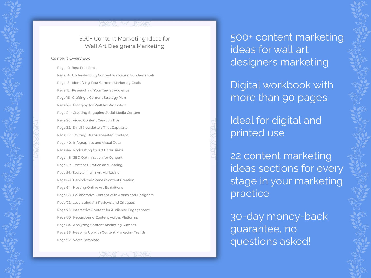 Wall Art Designers Marketing Worksheets